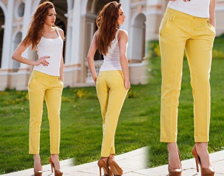 Укороченные брюки с подворотами