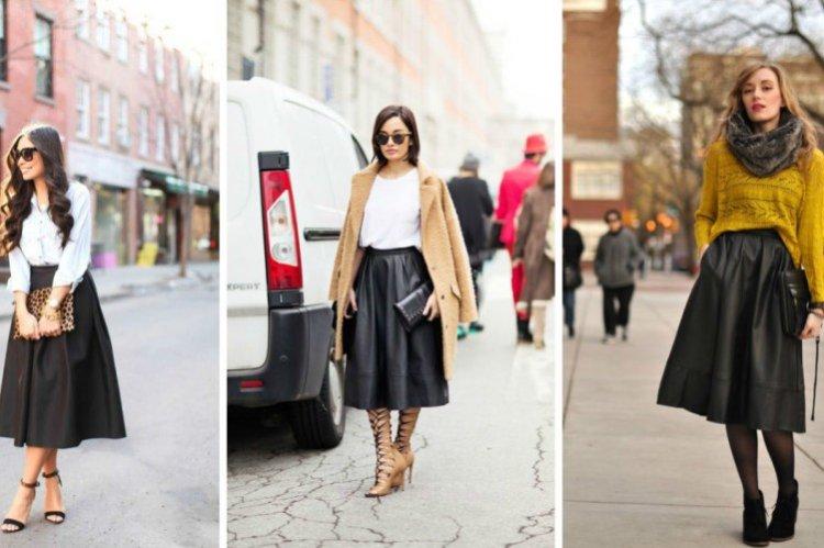 С чем носить кожаную юбку - фото и идеи