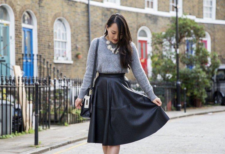 С чем носить кожаную юбку - фото и идеи
