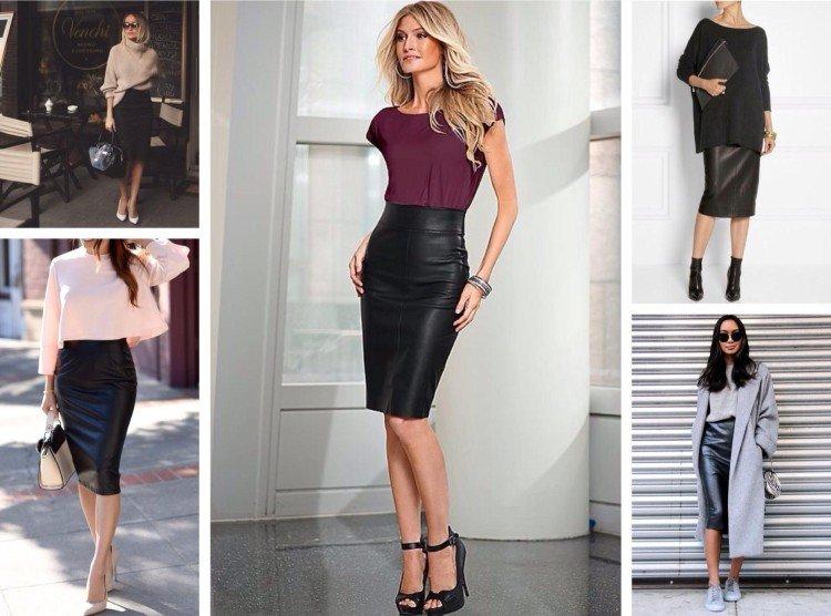 С чем носить кожаную юбку - фото и идеи