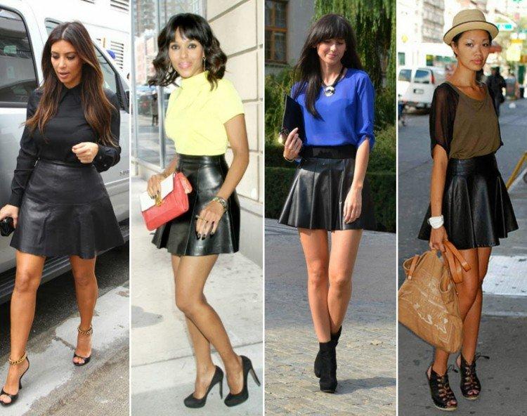 С чем носить кожаную юбку - фото и идеи
