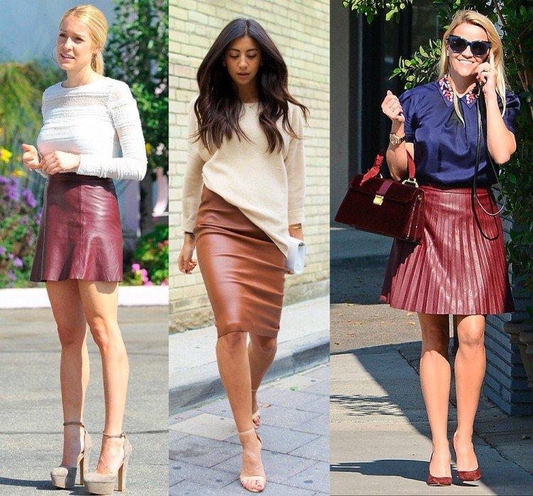 С чем носить кожаную юбку - фото и идеи