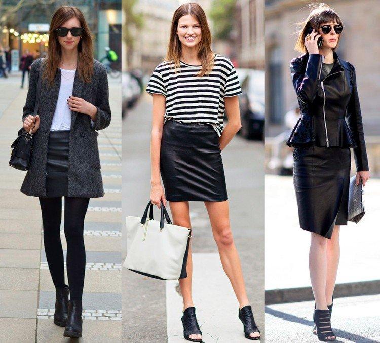 С чем носить кожаную юбку - фото и идеи