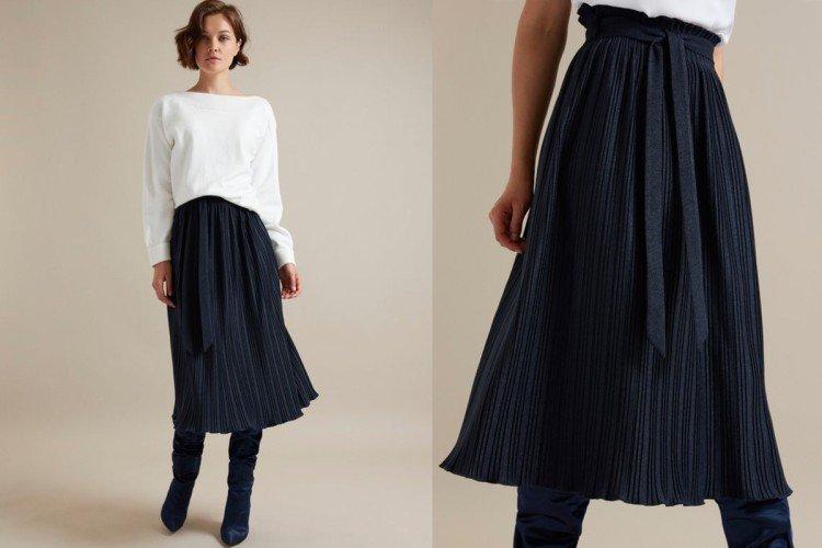 Плиссированная юбка с поясом