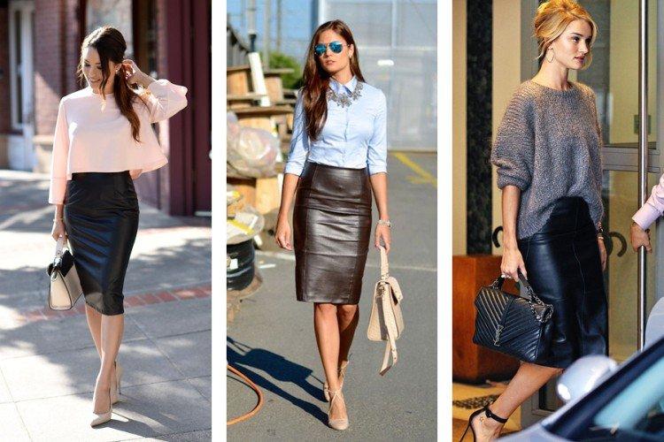 Кожаная юбка-карандаш