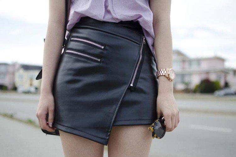 Кожаная юбка на молнии