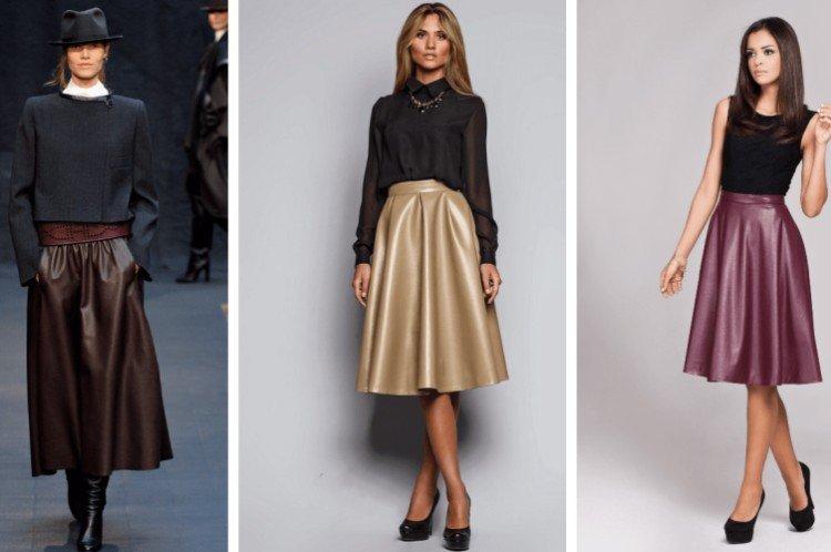 Модные кожаные юбки 2021 - фото и идеи