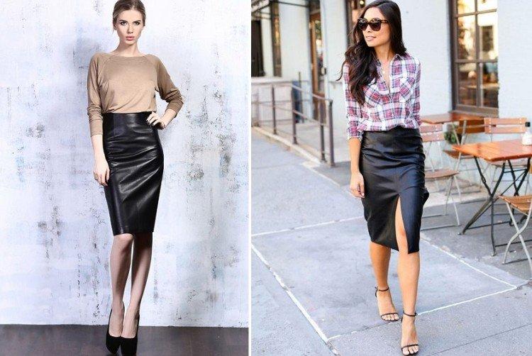 Кожаная юбка-карандаш