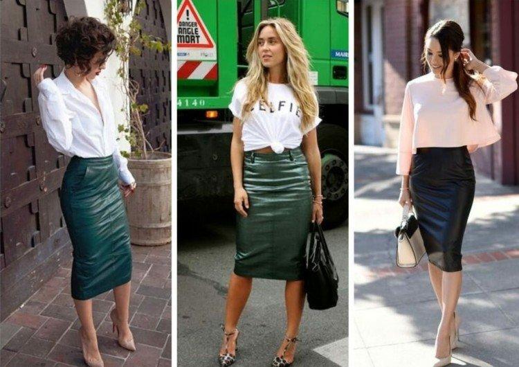 Модные кожаные юбки 2021 - фото и идеи