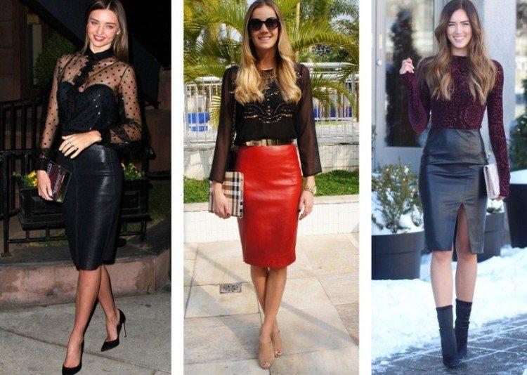 Модные кожаные юбки 2021 - фото и идеи