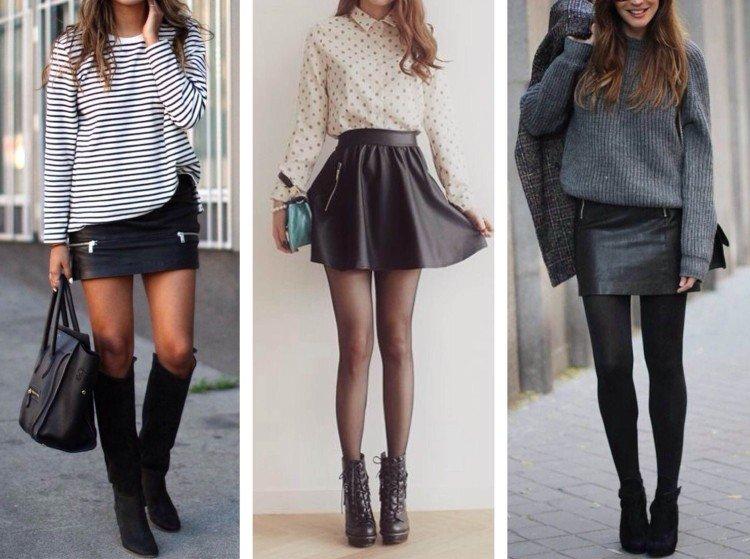 Модные кожаные юбки 2021 - фото и идеи