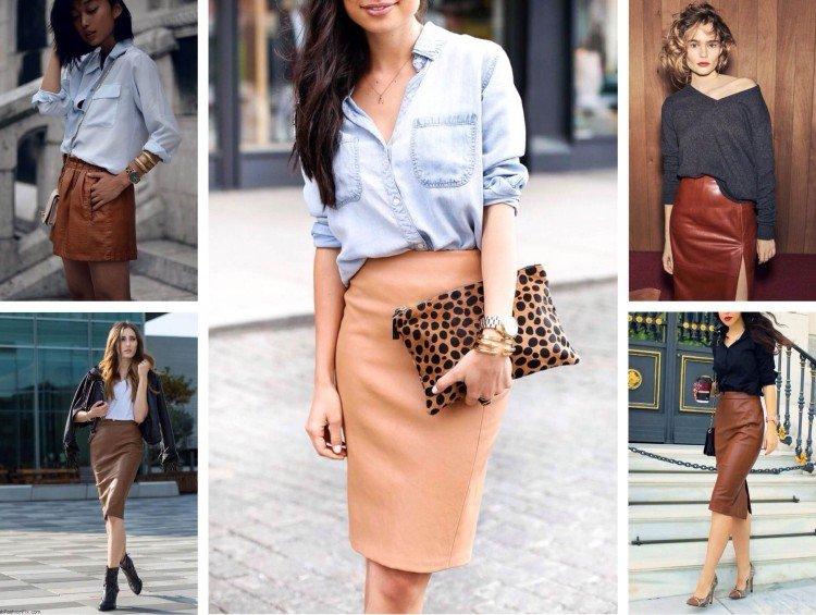 Модные кожаные юбки 2021 - фото и идеи