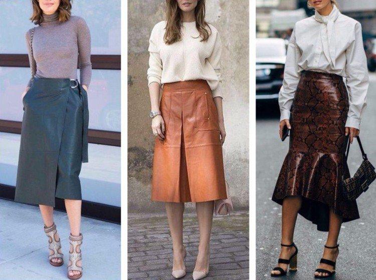 Модные кожаные юбки 2021 - фото и идеи