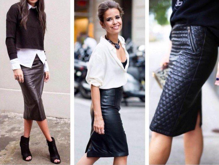 Модные кожаные юбки 2021 - фото и идеи