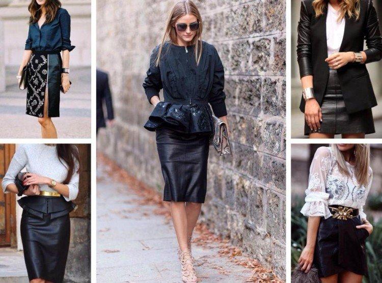 Модные кожаные юбки 2021 - фото и идеи