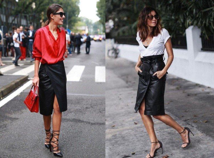 Кожаная юбка на запах