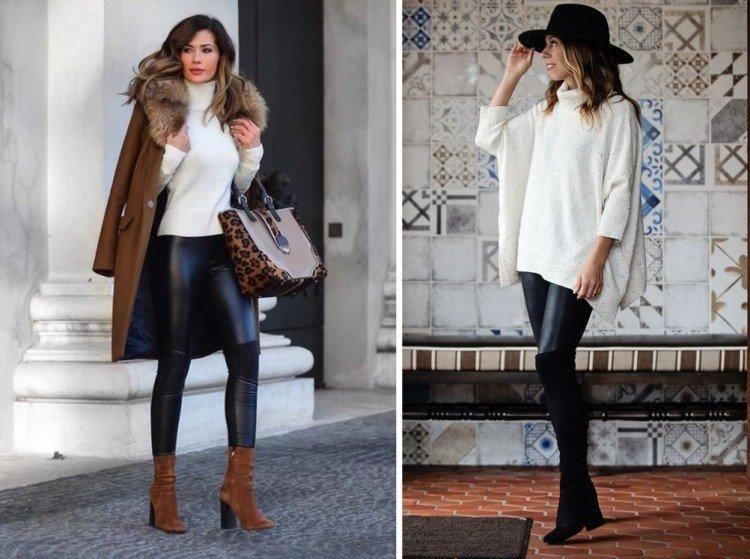 С чем носить кожаные брюки - фото и идеи