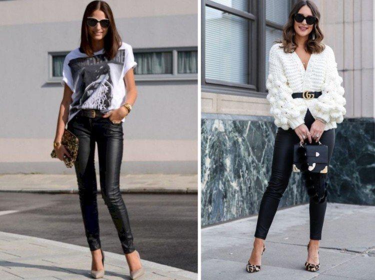 С чем носить кожаные брюки - фото и идеи