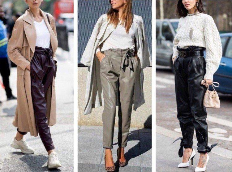С чем носить кожаные брюки - фото и идеи
