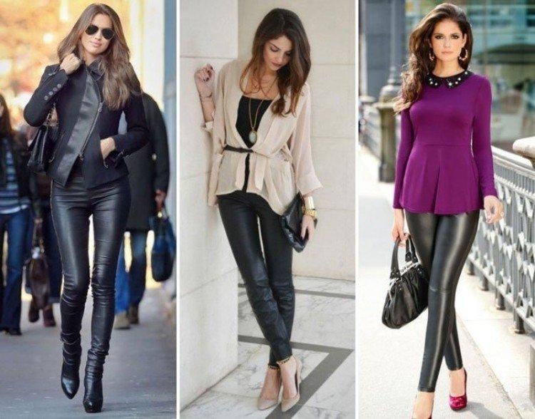 С чем носить кожаные брюки - фото и идеи