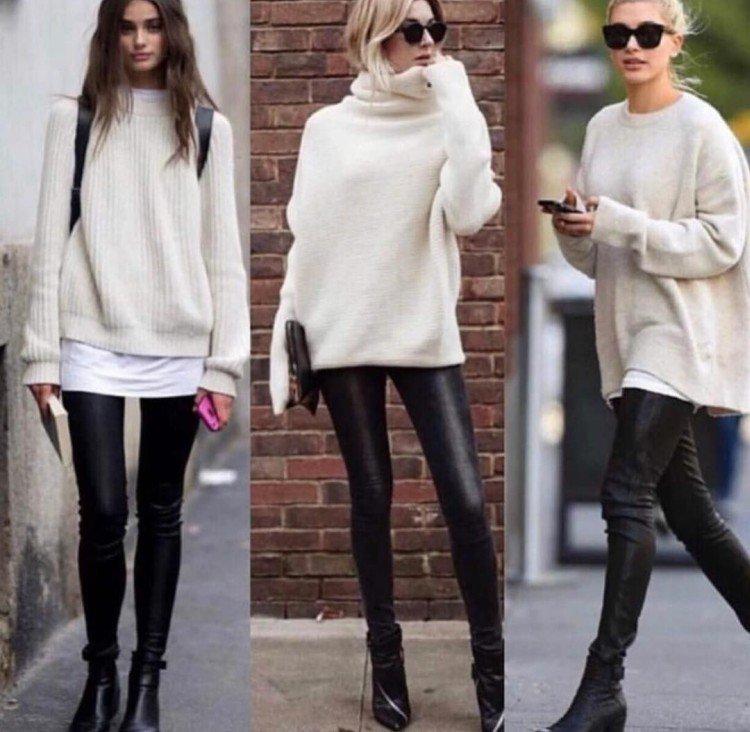 С чем носить кожаные брюки - фото и идеи