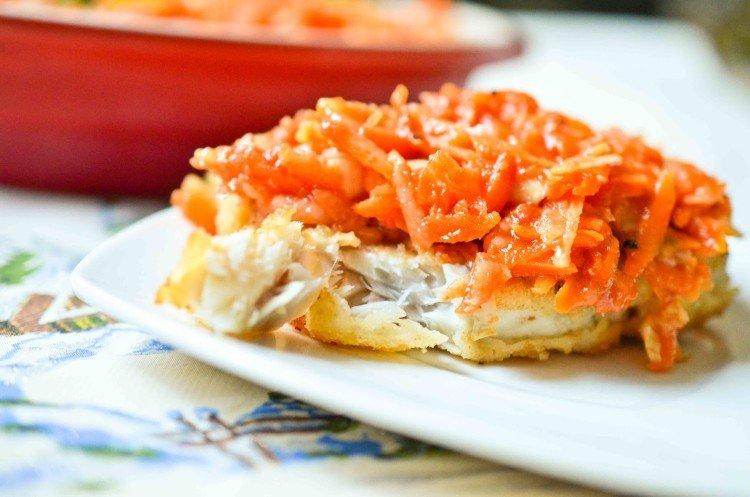 Рыба под маринадом с овощами