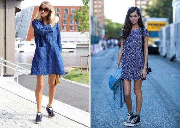 Платье с кроссовками или кедами - фото