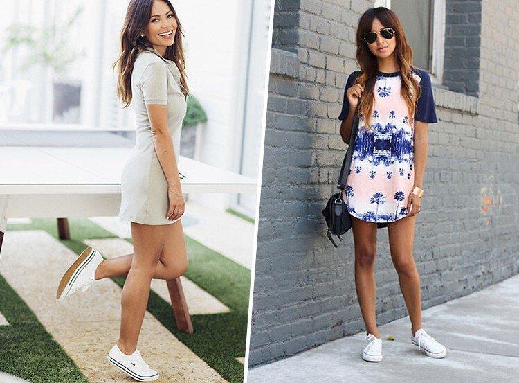 Платье с кроссовками или кедами - фото