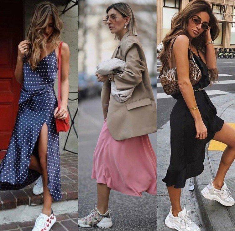 Платье с кроссовками или кедами - фото