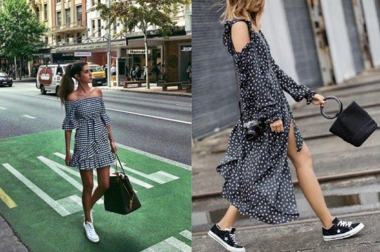 Платье с кроссовками или кедами - фото