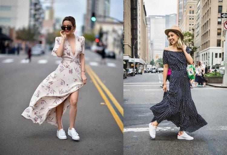 Платье с кроссовками или кедами - фото