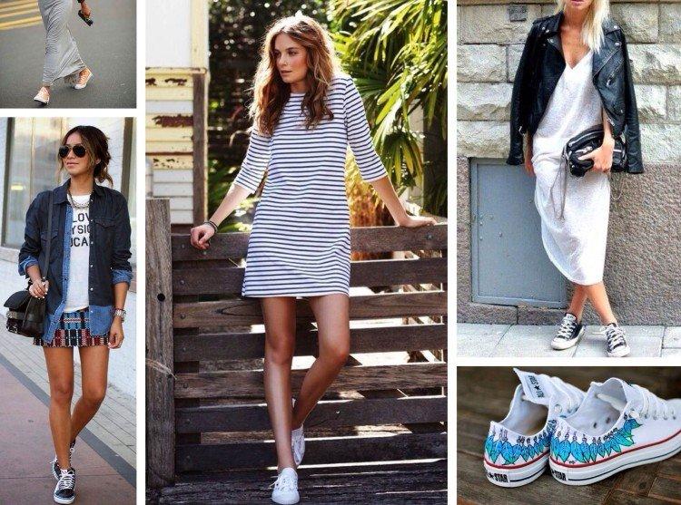 Платье с кроссовками или кедами - фото