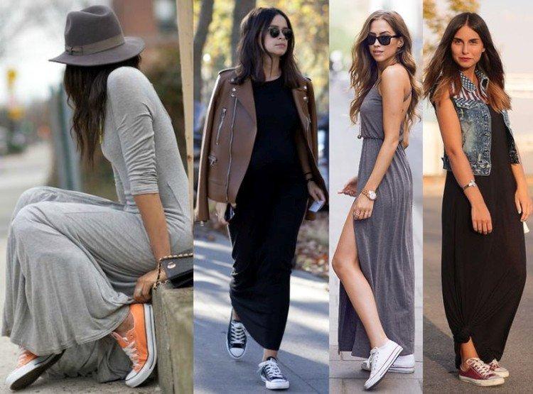 Длинное платье с кедами