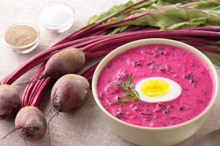 Окрошка со свеклой