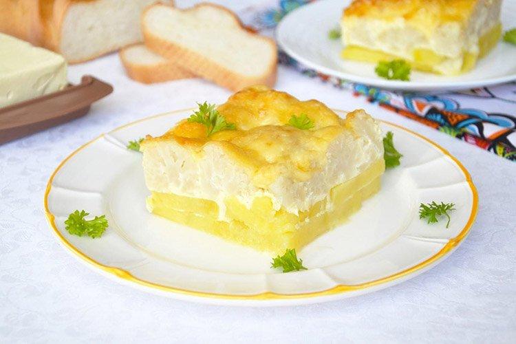 Запеченная цветная капуста с картошкой