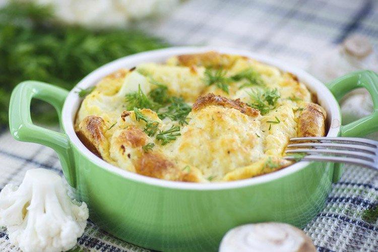 Цветная капуста с грибами в сливках