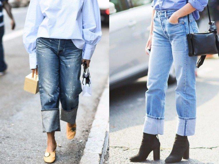 Джинсы с подворотами