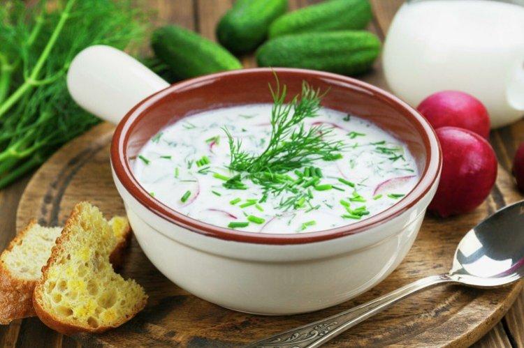 Овощная окрошка на кефире