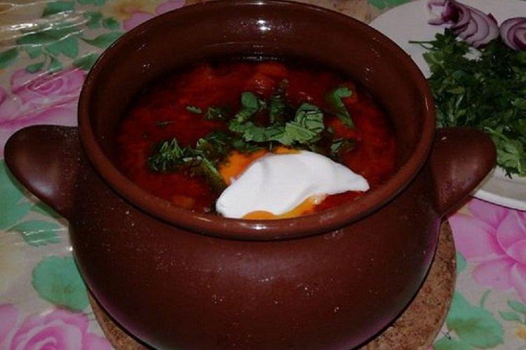 Борщ с курицей в духовке