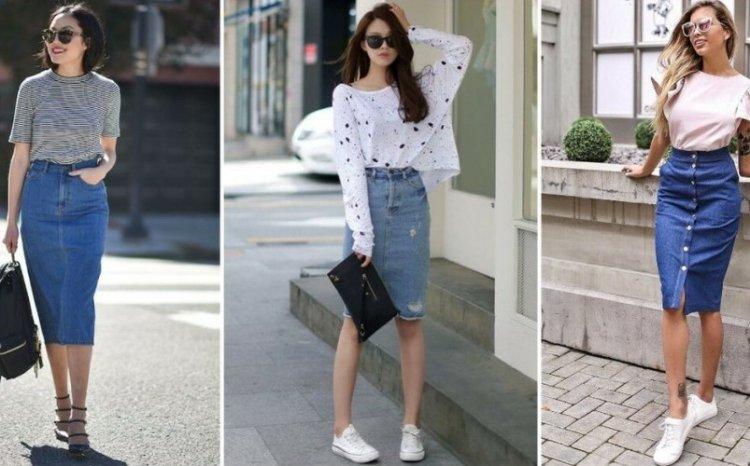 Джинсовая юбка-карандаш