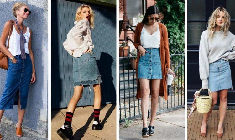 Модные джинсовые юбки 2021 - фото
