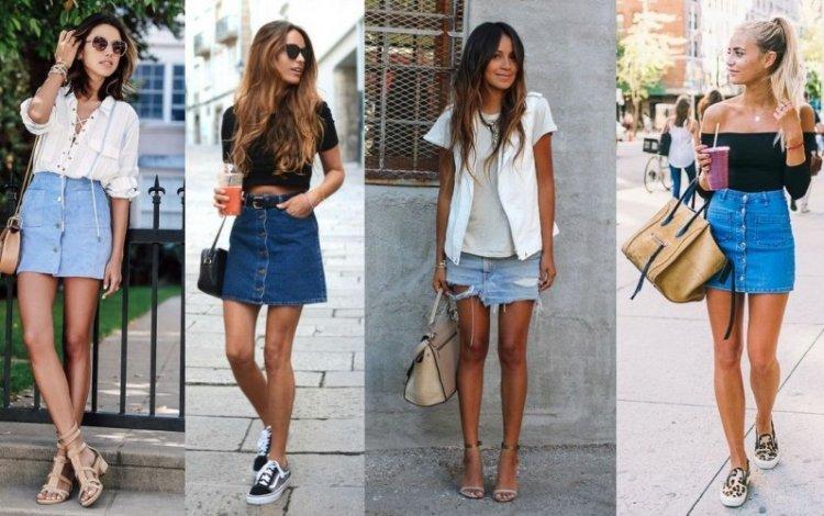 Модные джинсовые юбки 2021 - фото
