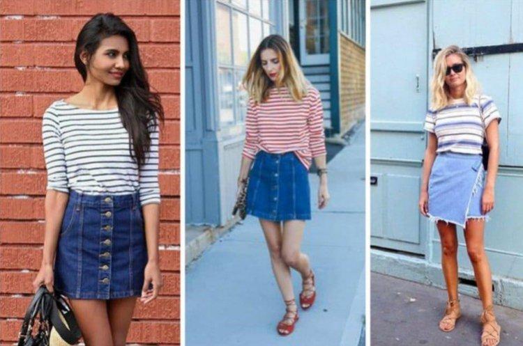 Модные джинсовые юбки 2021 - фото