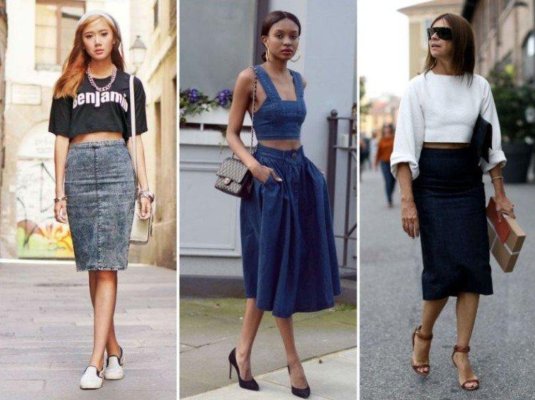 Модные джинсовые юбки 2021 - фото