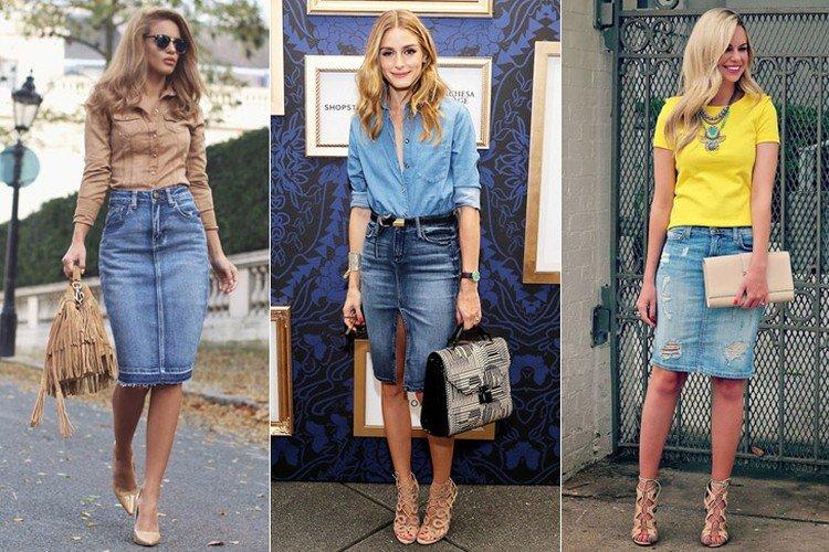 Модные джинсовые юбки 2021 - фото