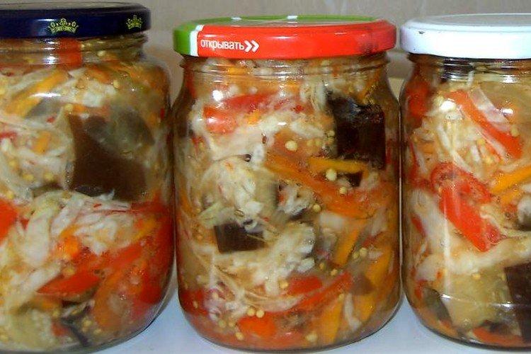 Салат из баклажанов с капустой на зиму