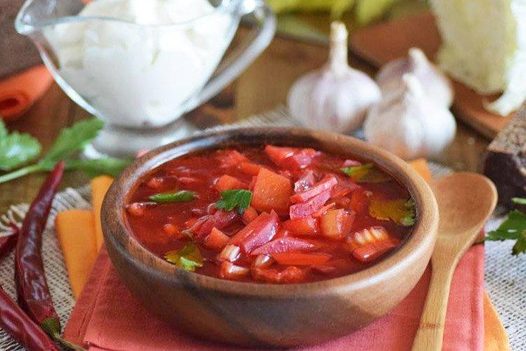 Постный борщ с фасолью