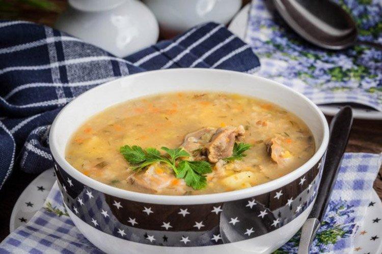 Суп с пшеном и куриными желудками