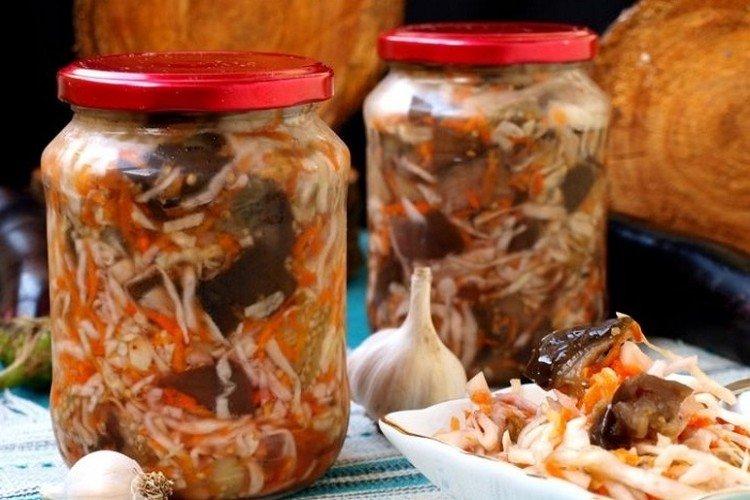 Салат из капусты с баклажанами на зиму