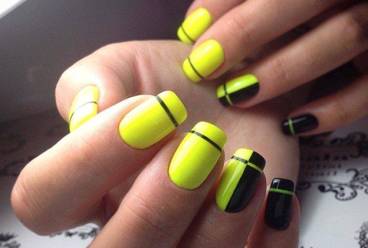 Желтый неоновый маникюр